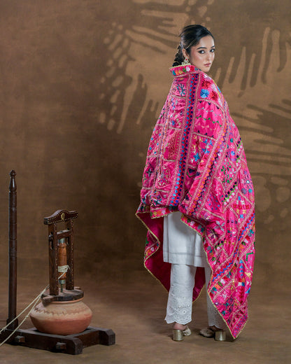 Pure Silk Hand Embroidered Dupatta - Elegance - Unveils the Heritage of Punjab with 52 Motifs (Bawan Bagh)