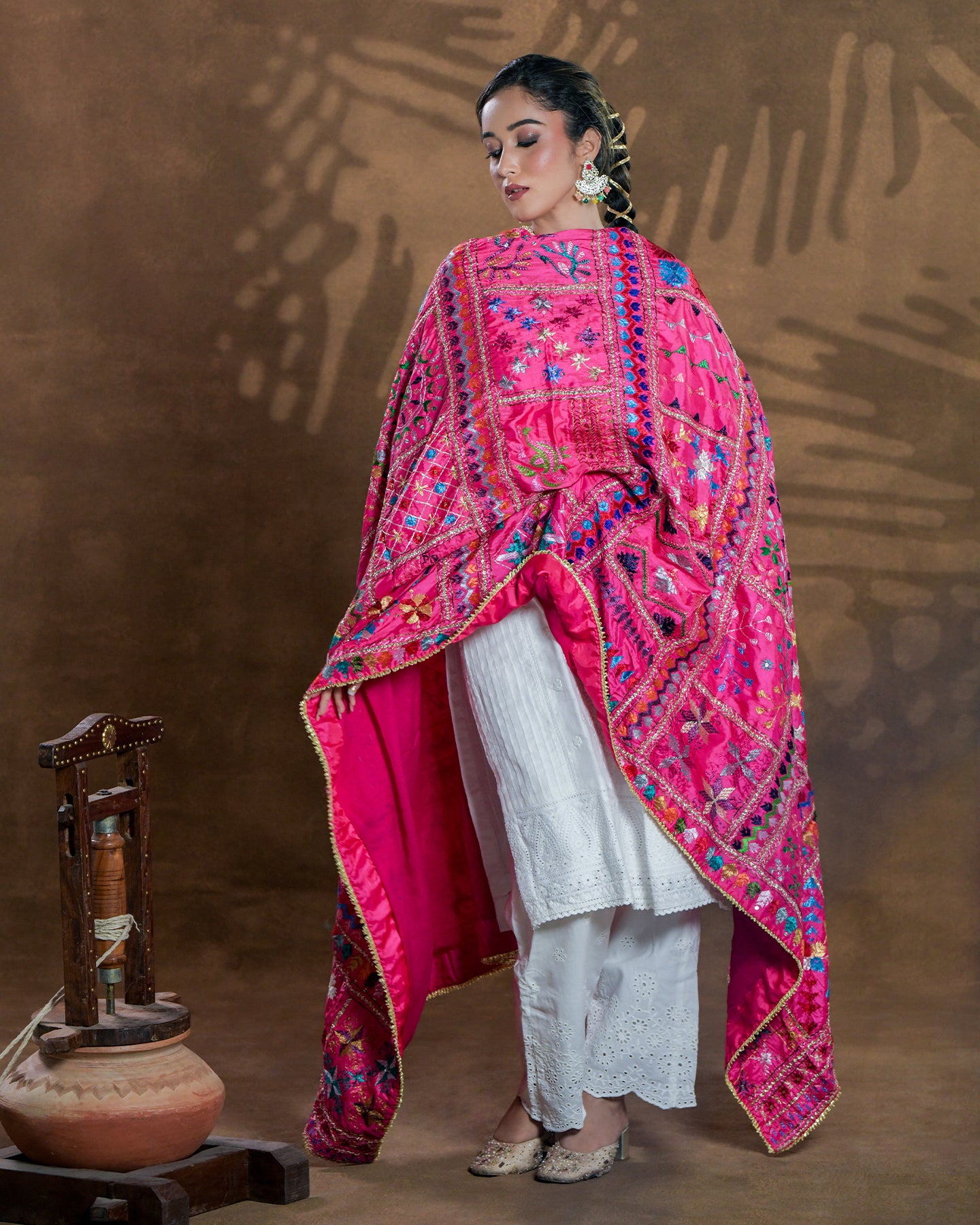 Pure Silk Hand Embroidered Phulkari Dupatta - 52 bavan bawan bagh+  multicolor + royal + antique + Artisanal + Punjab + Tradition + Women + MakeInIndia + Handicraft + Panjab + Rang + Colours + Girl Clothing + Fulkari + Threads + Colours + Colors + Embroidery + Handwork + Artisan + Stylish + Royalty + Royal + Decoration + Decor+ Heritage Punjab + NRI + shagan + sangeet + wedding + vyah + engagement + party + best + top + premium + import + export + shahi + gift + unique + bride+ heavy + rural + patiala