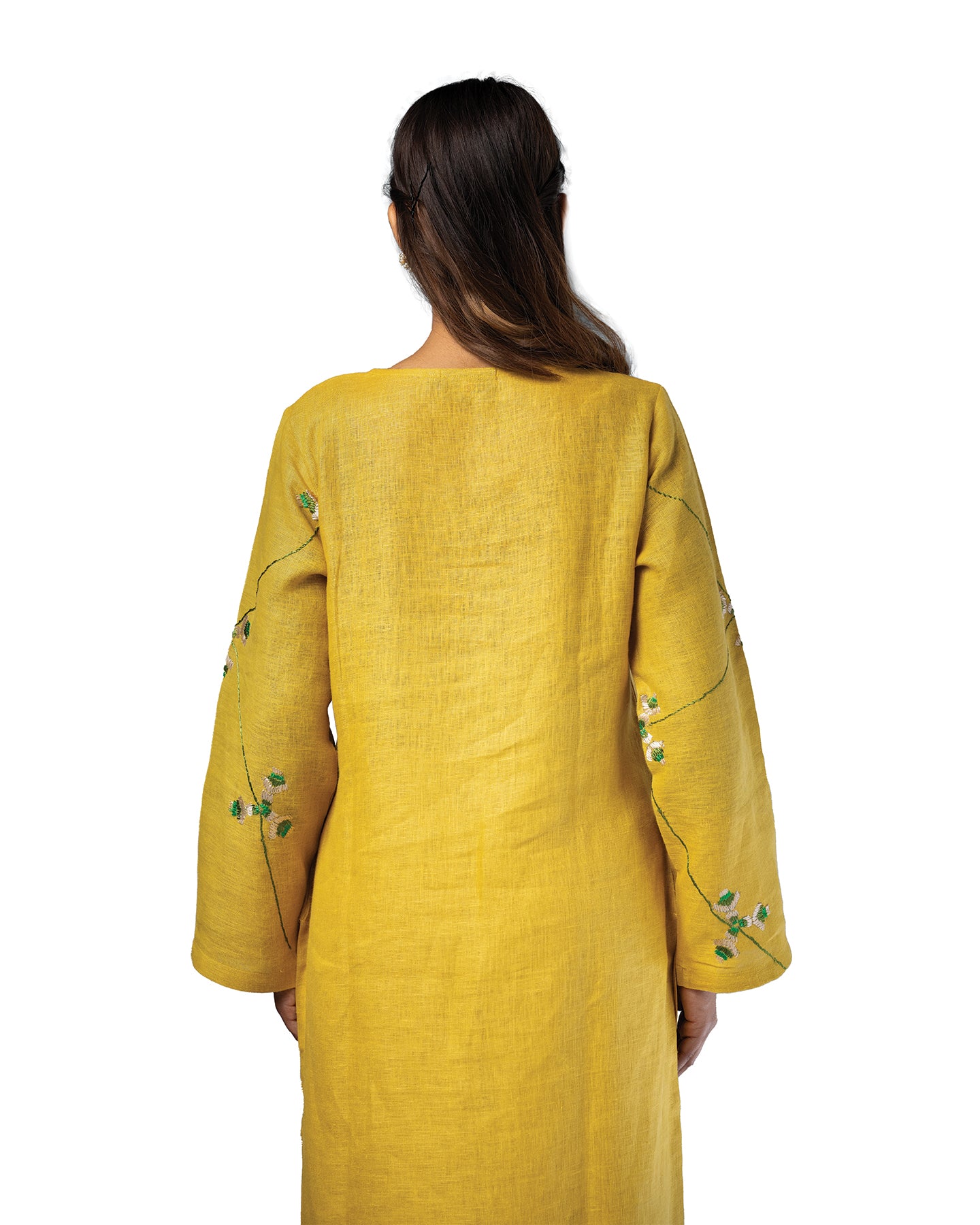 Pure Linen Hand Embroidered Phulkari Kurti Pant Set - Sunflower Yellow + Artisanal + Punjab + Tradition + Women + MakeInIndia + Handicraft + Panjab + Rang + Colours + Girl Clothing + Fulkari + Threads + Colours + Colors + Embroidery + Handwork + Artisan + Stylish + Comfort wear + linen + luxury + hand work + women work + artisan + sophisticated