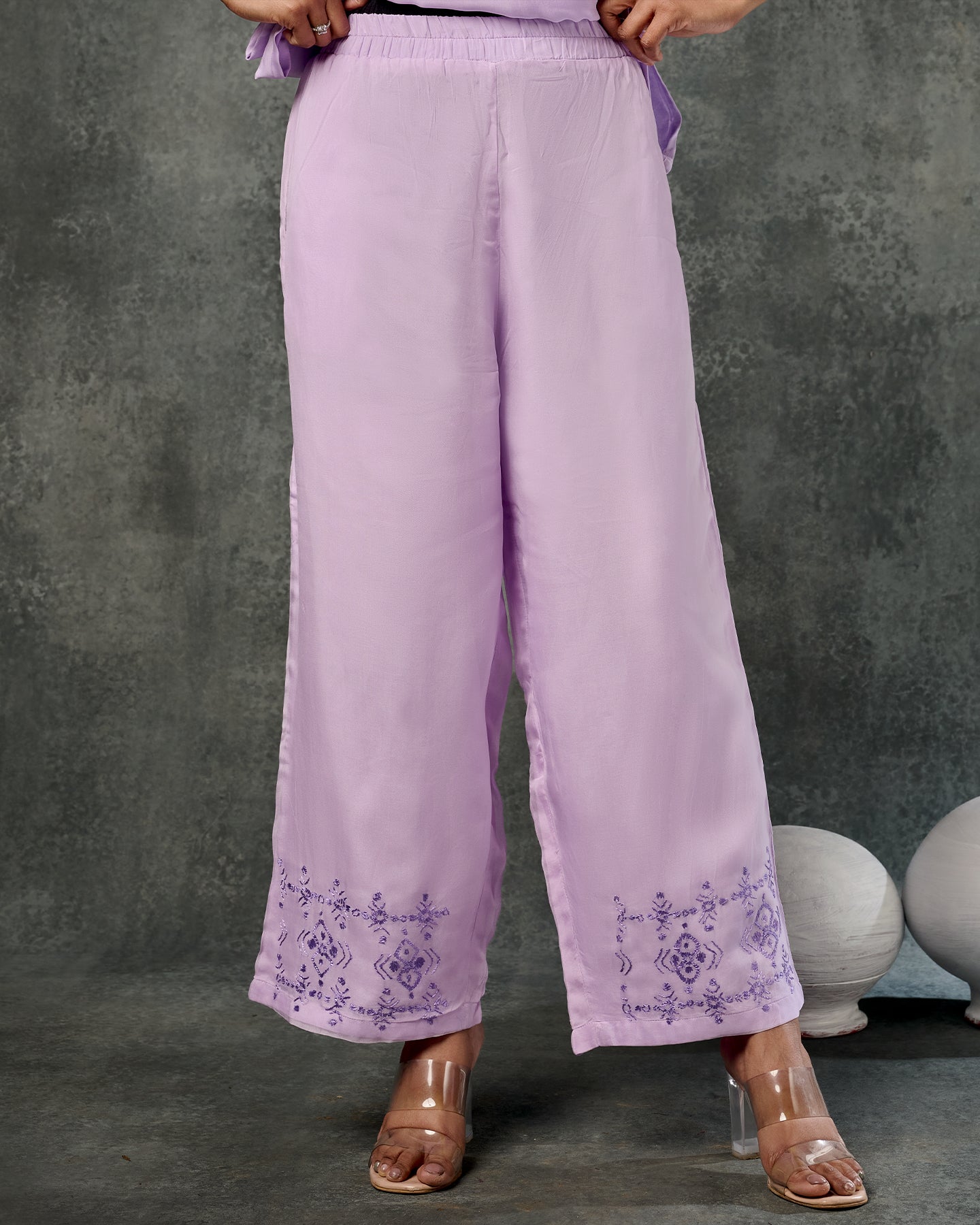 Pure Organza Hand Embroidered Phulkari Kurti Pant - Light Lavender + Artisanal + Punjab + Tradition + Women + MakeInIndia + Handicraft + Panjab + Rang + Colours + Girl Clothing + Fulkari + Threads + Colours + Colors + Embroidery + Handwork + Artisan + Stylish + Comfort wear + Royal + Heritage Punjab