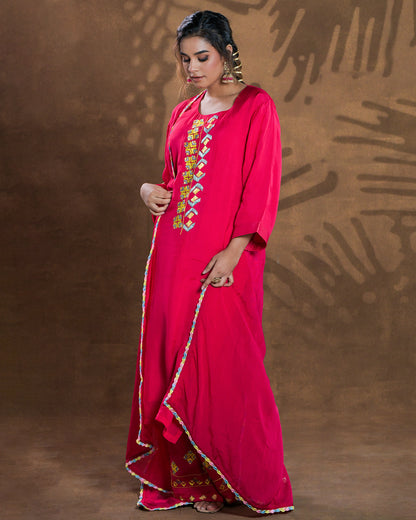 Pure organza Hand Embroidered Phulkari bottom suit set tunic kurti pant combination set- majestic majenta Colours + Artisanal + Punjab + Tradition + Women + MakeInIndia + Handicraft + trend + festival wear + comfort wear + smart wear + trendy wear + indian ethnic + cultural wear + rakhi + diwali + ganesh cahturthi + friends wear + date wear + casual wear + indian wear + western wear + trendy attire + fashion + stylish + dinner + luxury + premium + royal + signature + clasic + prettiest + dupatta + shagan