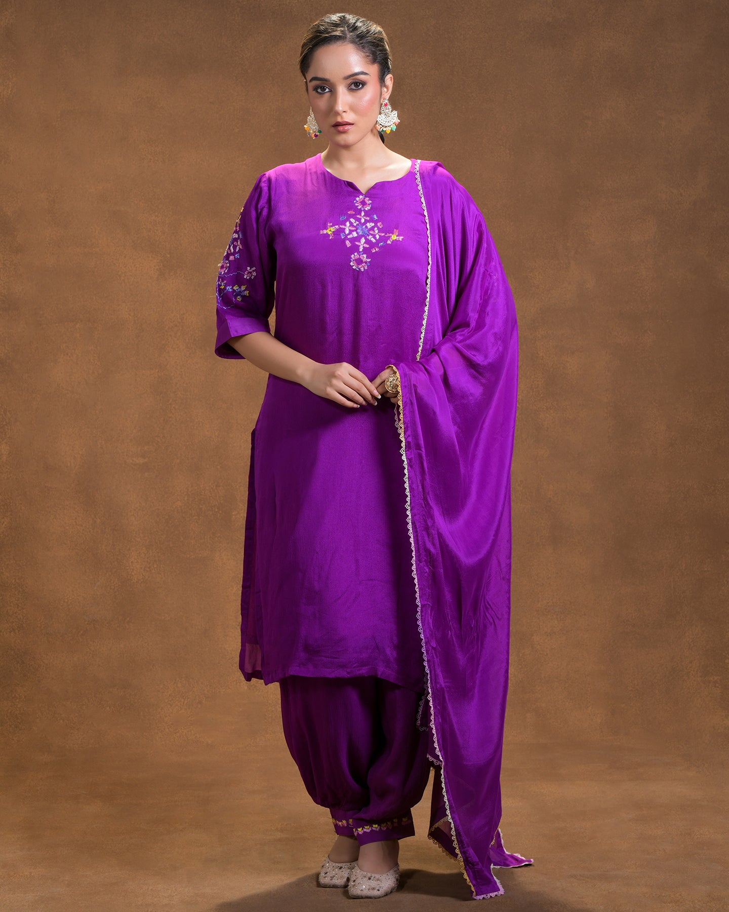 Pure organza Hand Embroidered Phulkari bottom suit set tunic kurti pant combination set- purple Colours + Artisanal + Punjab + Tradition + Women + MakeInIndia + Handicraft + trend + festival wear + comfort wear + smart wear + trendy wear + indian ethnic + cultural wear + rakhi + diwali + ganesh cahturthi + friends wear + date wear + casual wear + indian wear + western wear + trendy attire + fashion + stylish + dinner + luxury + premium + royal + signature + classic + prettiest + dupatta + cocktail