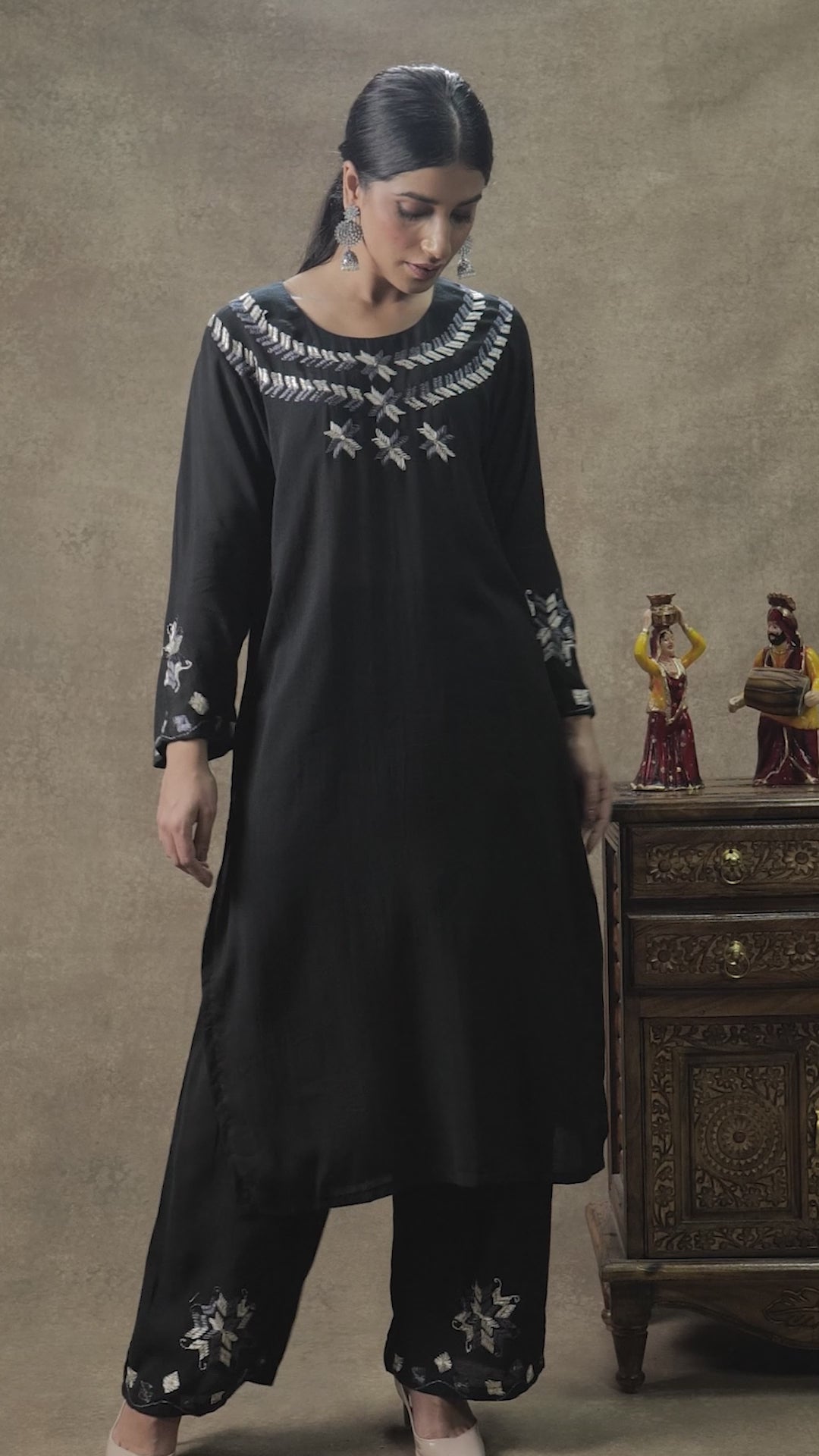 Pure Muslin Hand Embroidered Phulkari Kurti - Divine Black + Artisanal + Punjab + Tradition + Women + MakeInIndia + Handicraft + Panjab + Rang + Colours + Girl Clothing + Fulkari + Threads + Colours + Colors + Embroidery + Handwork + Artisan + Stylish + Comfort wear + Royal